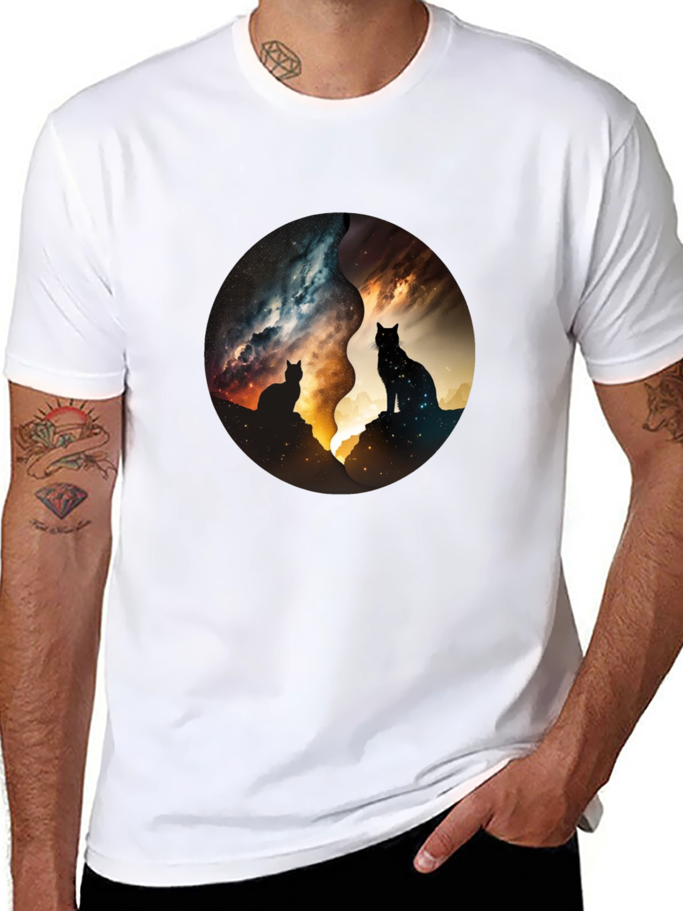 Yin Yang Cats Galaxy Tee