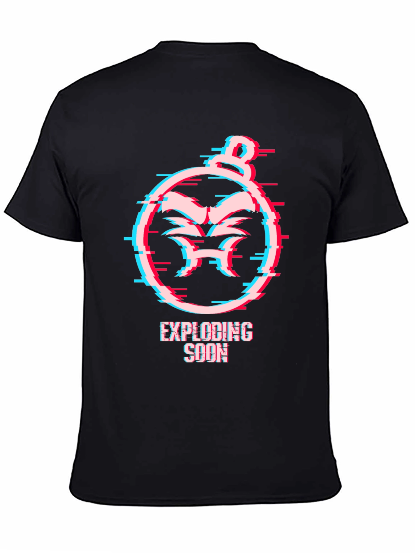 Exploding Soon Glitch Design Black T-Shirt