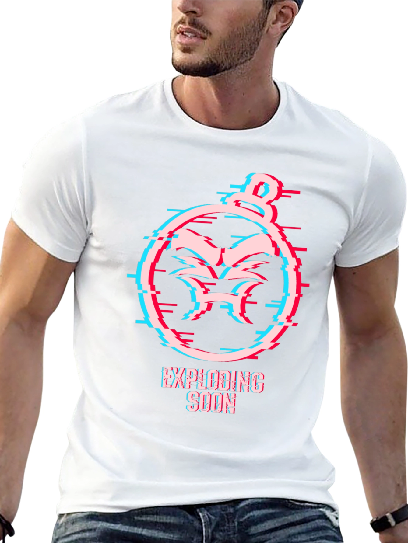 Exploding Soon Glitch Design Black T-Shirt