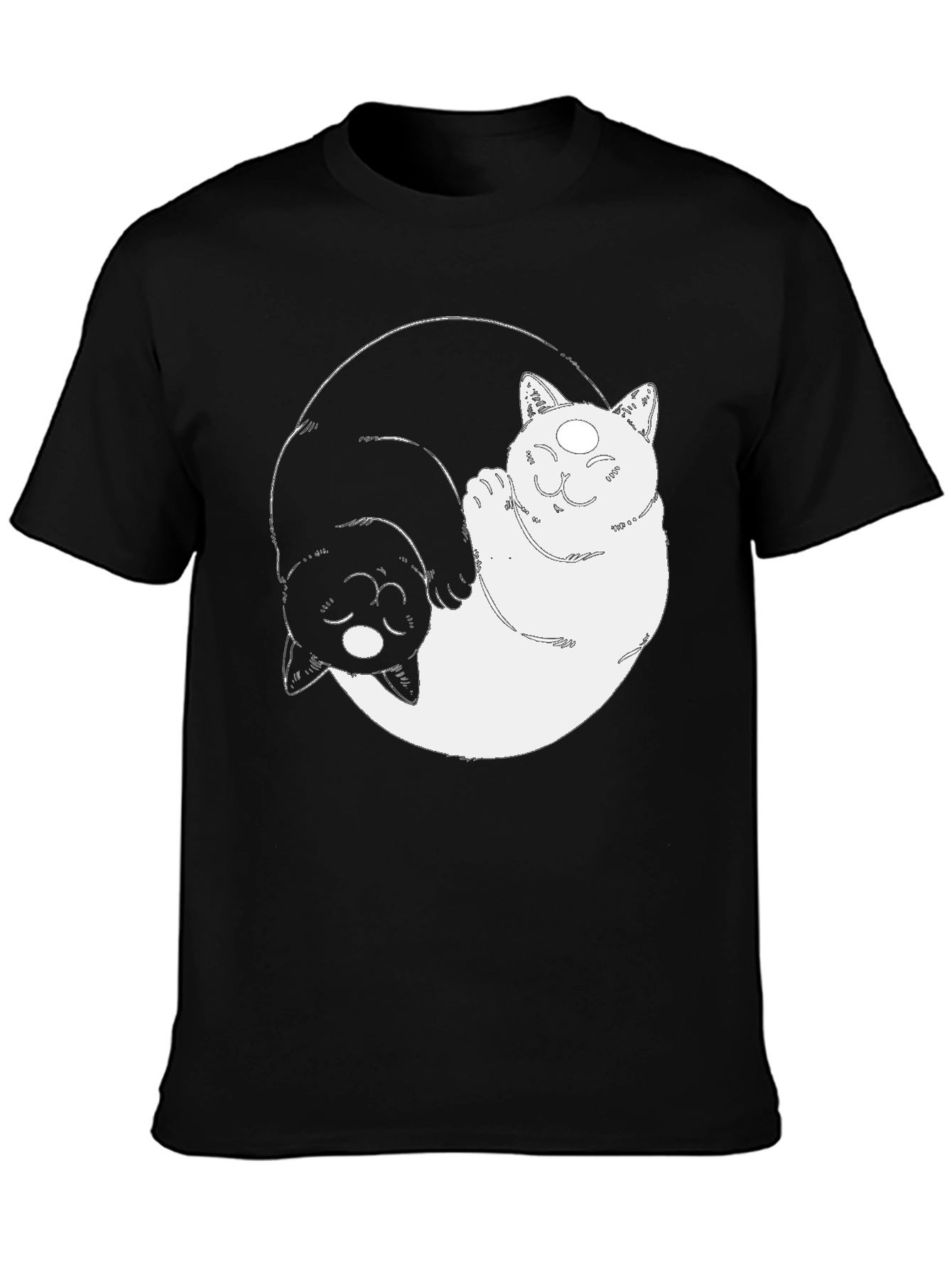 Yin Yang Cats Graphic Tee - Balance & Style