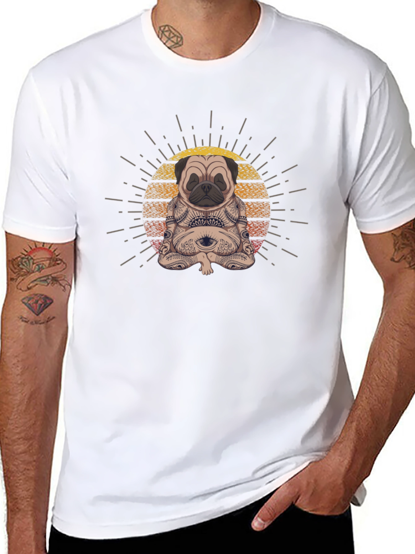 Meditating Pug Graphic Tee - Zen Vibes