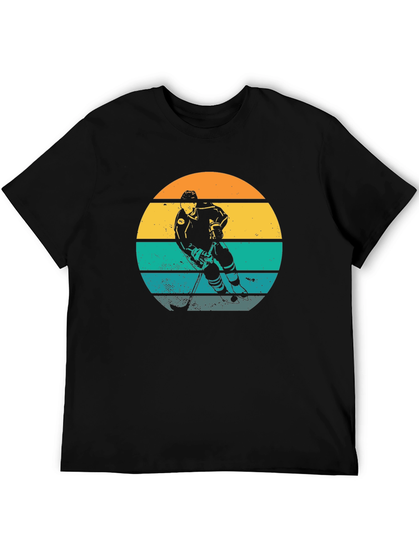 Retro Hockey Player Sunset Graphic T-Shirt