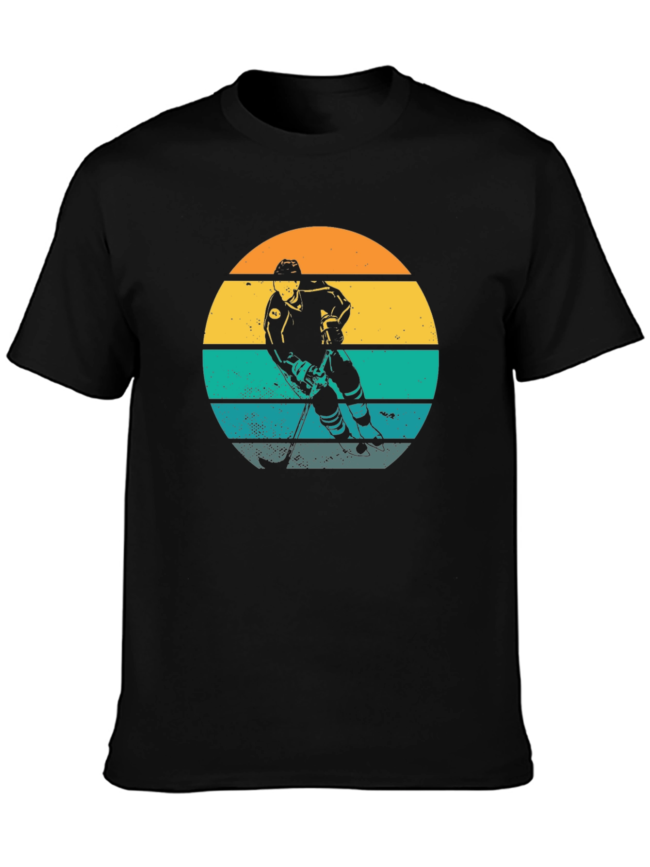 Retro Hockey Player Sunset Graphic T-Shirt