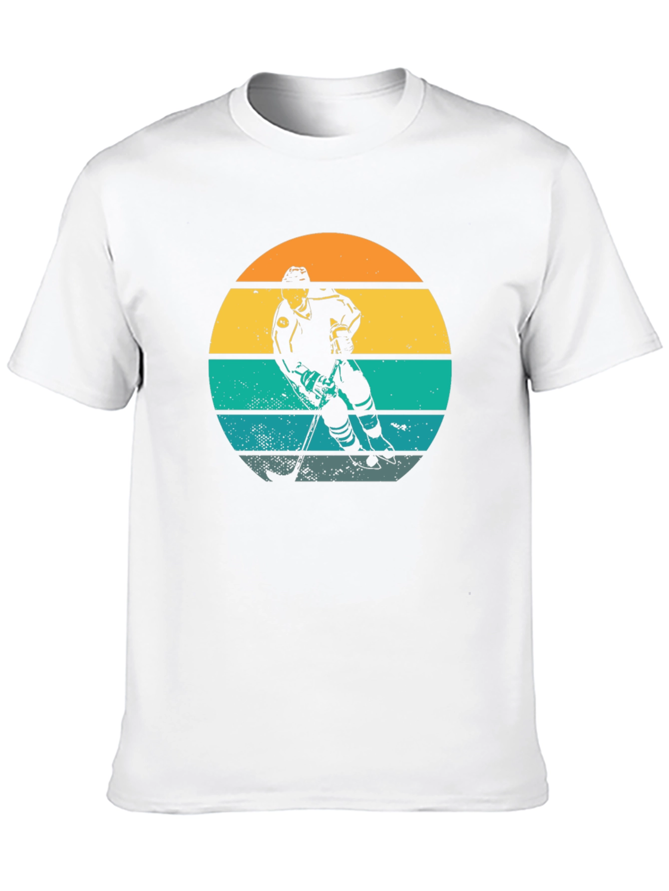 Retro Hockey Player Sunset Graphic T-Shirt