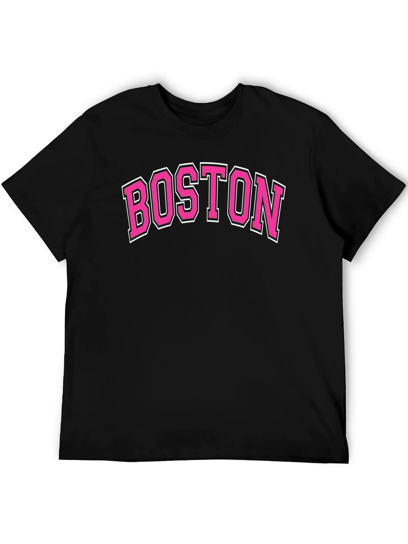Boston Pink Lettering Black T-Shirt