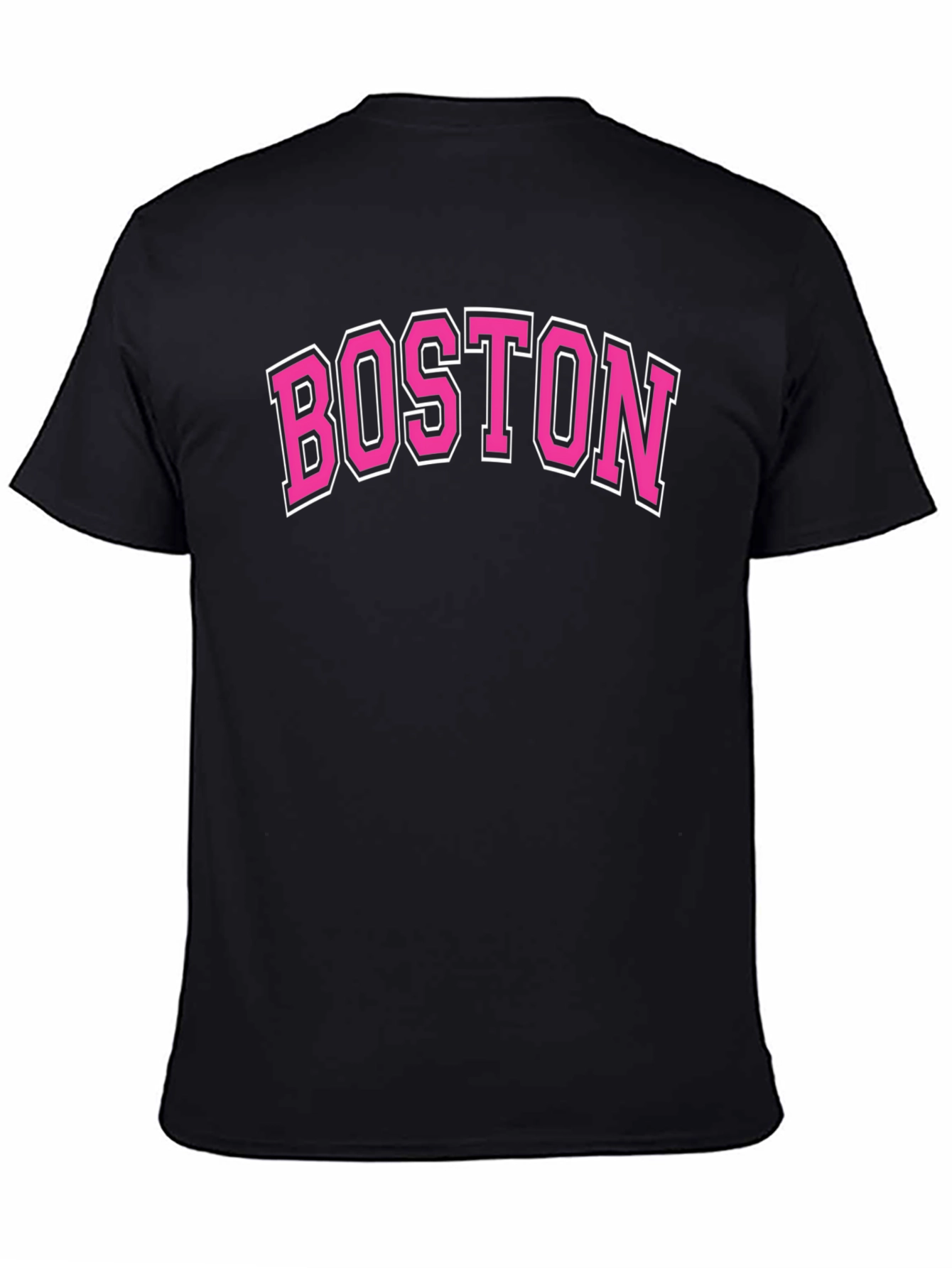 Boston Pink Lettering Black T-Shirt