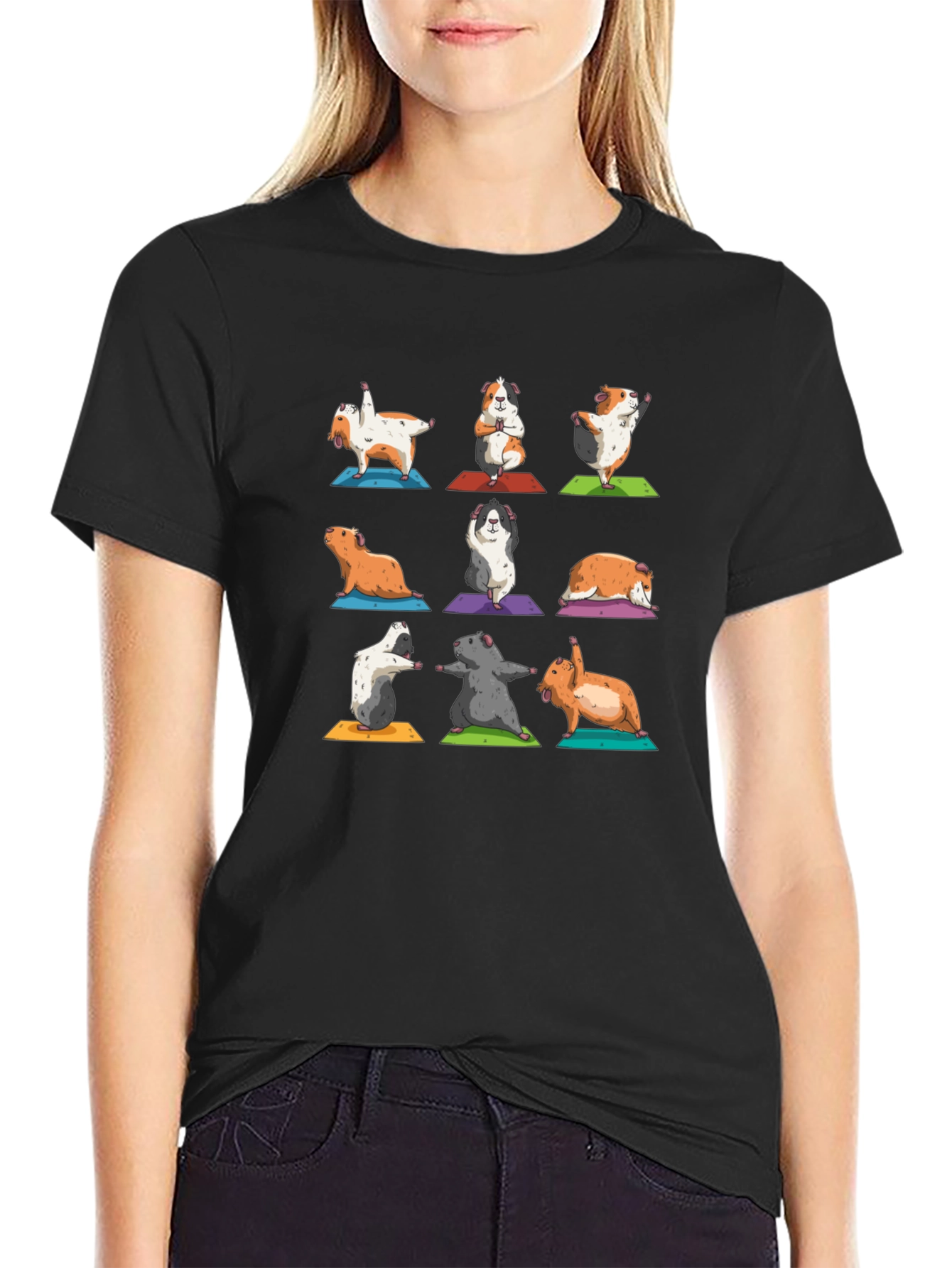 Guinea Pig Yoga Black T-Shirt