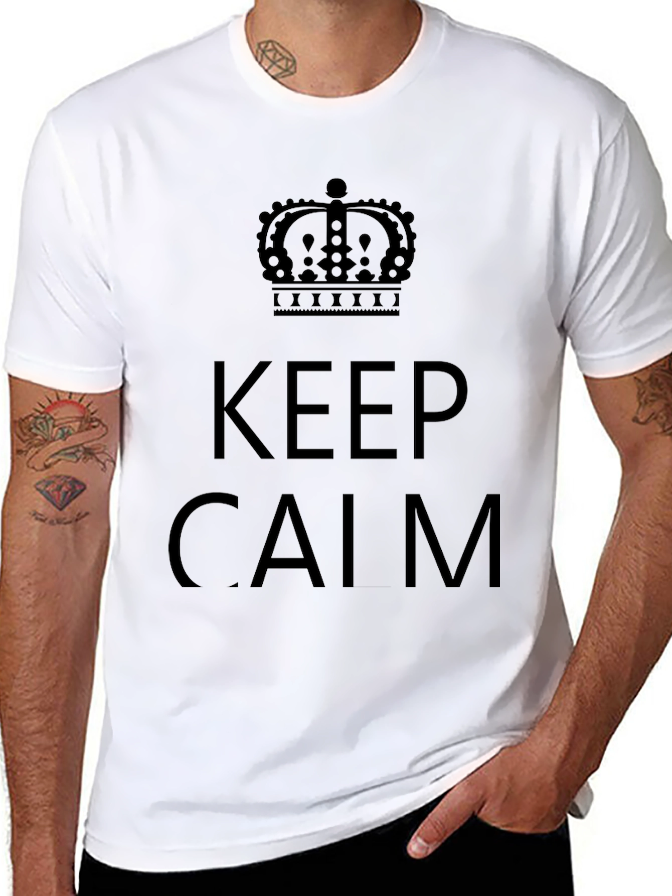 Keep Calm Crown Graphic Tee - Mens Black T-Shirt