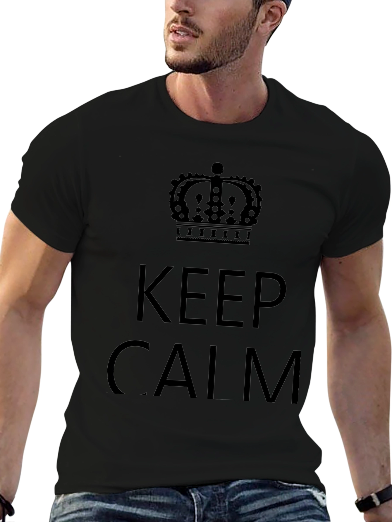 Keep Calm Crown Graphic Tee - Mens Black T-Shirt