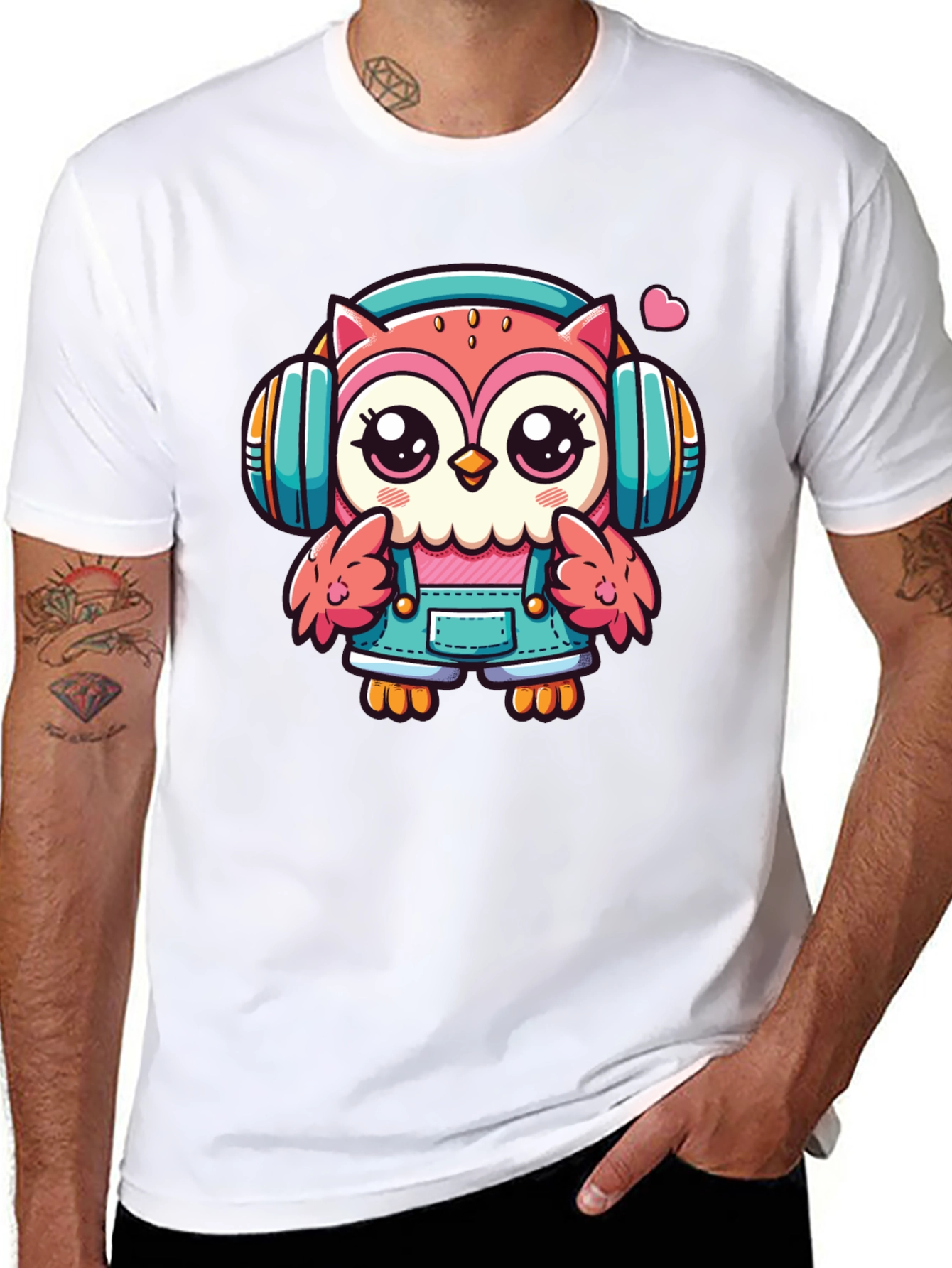 Owl DJ T-Shirt: Cute Cartoon Animal Tee