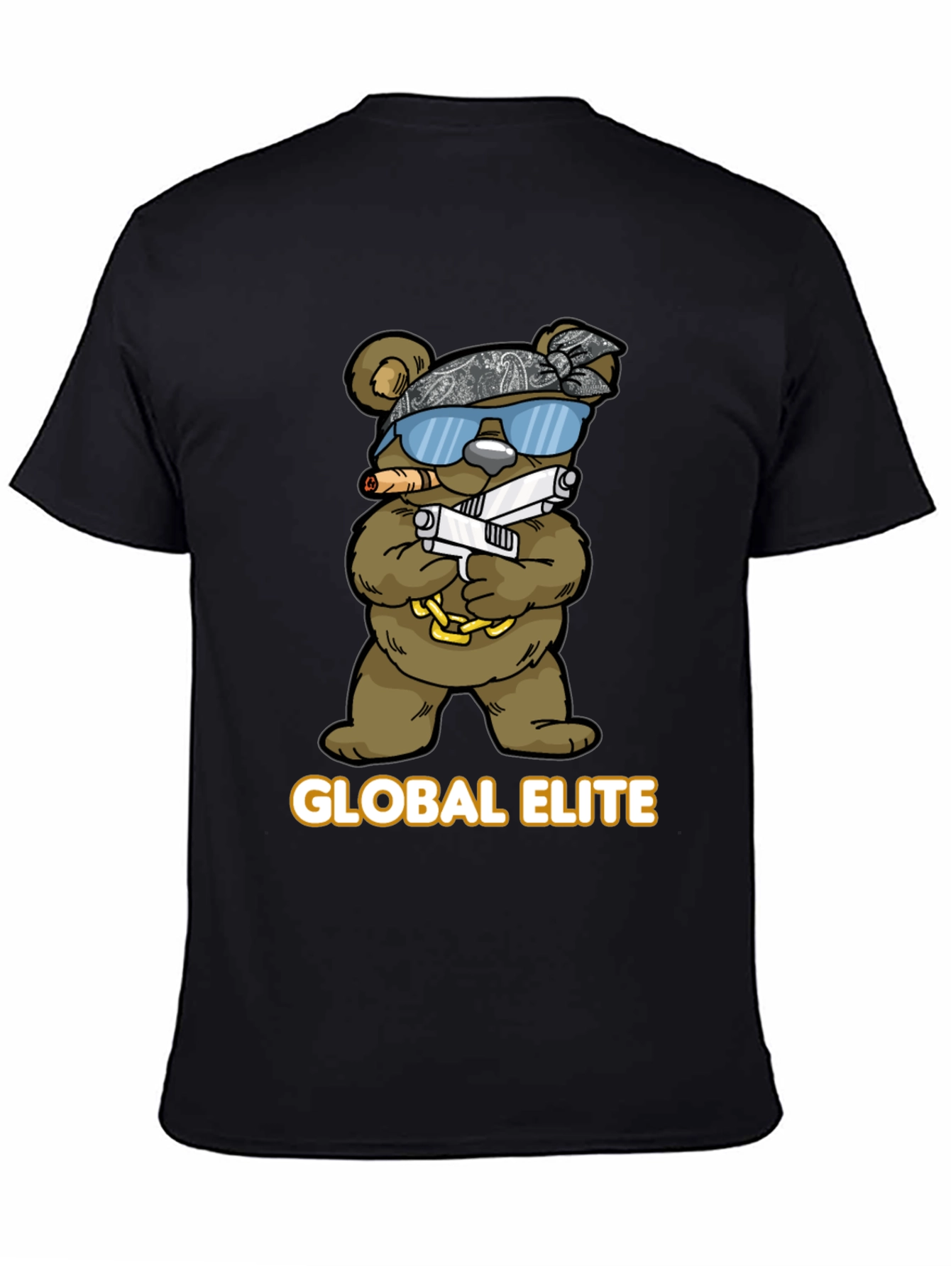 Global Elite Bear Graphic T-Shirt - Mens Black Tee