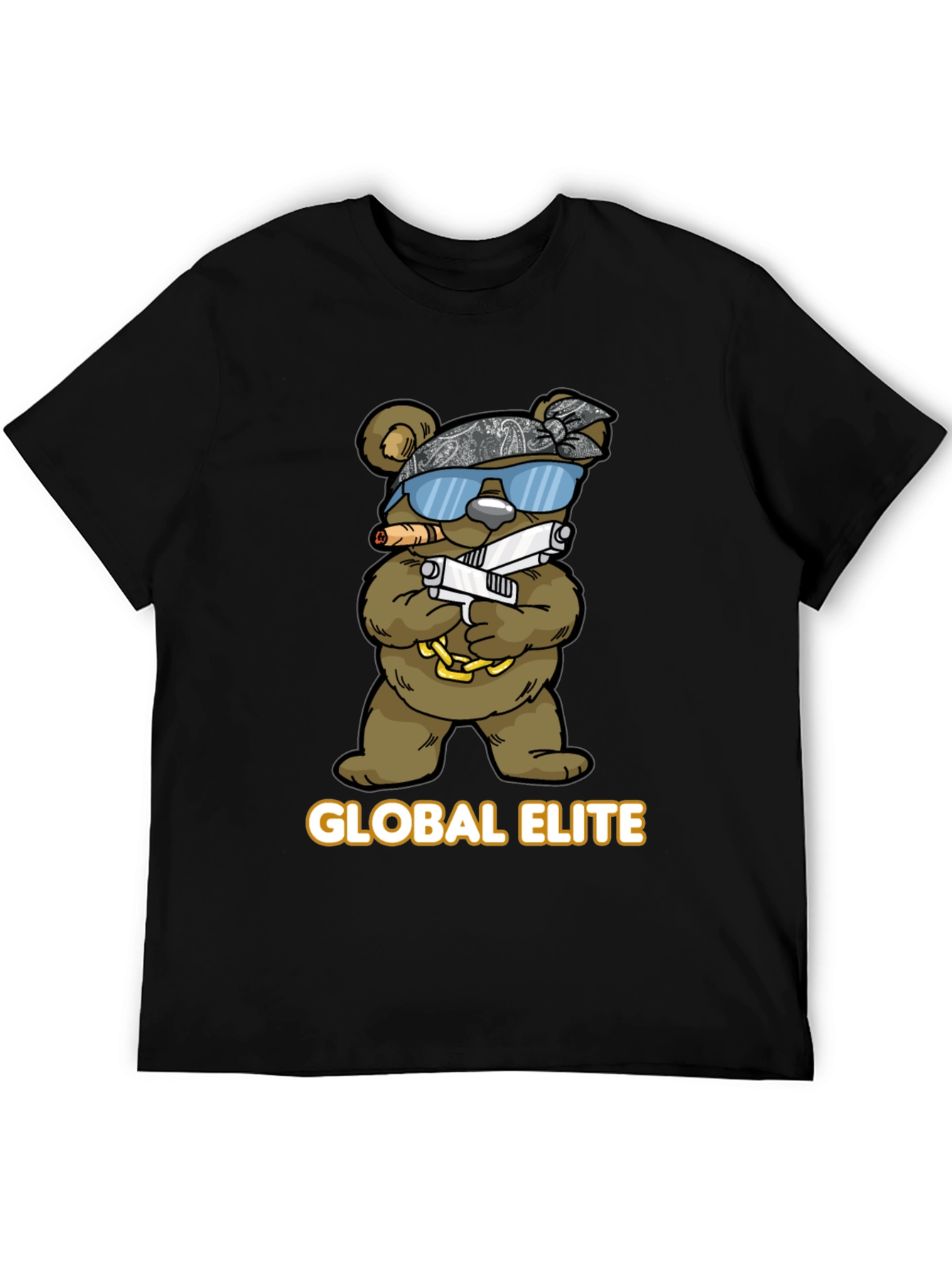 Global Elite Bear Graphic T-Shirt - Mens Black Tee