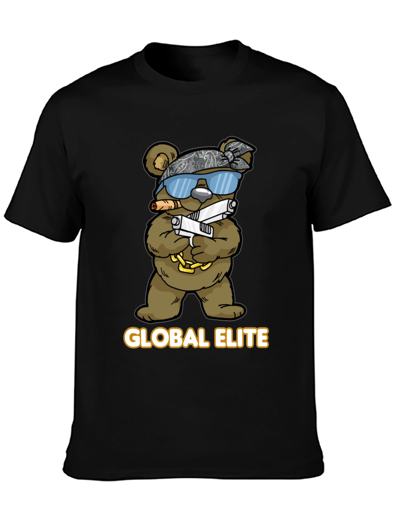 Global Elite Bear Graphic T-Shirt - Mens Black Tee