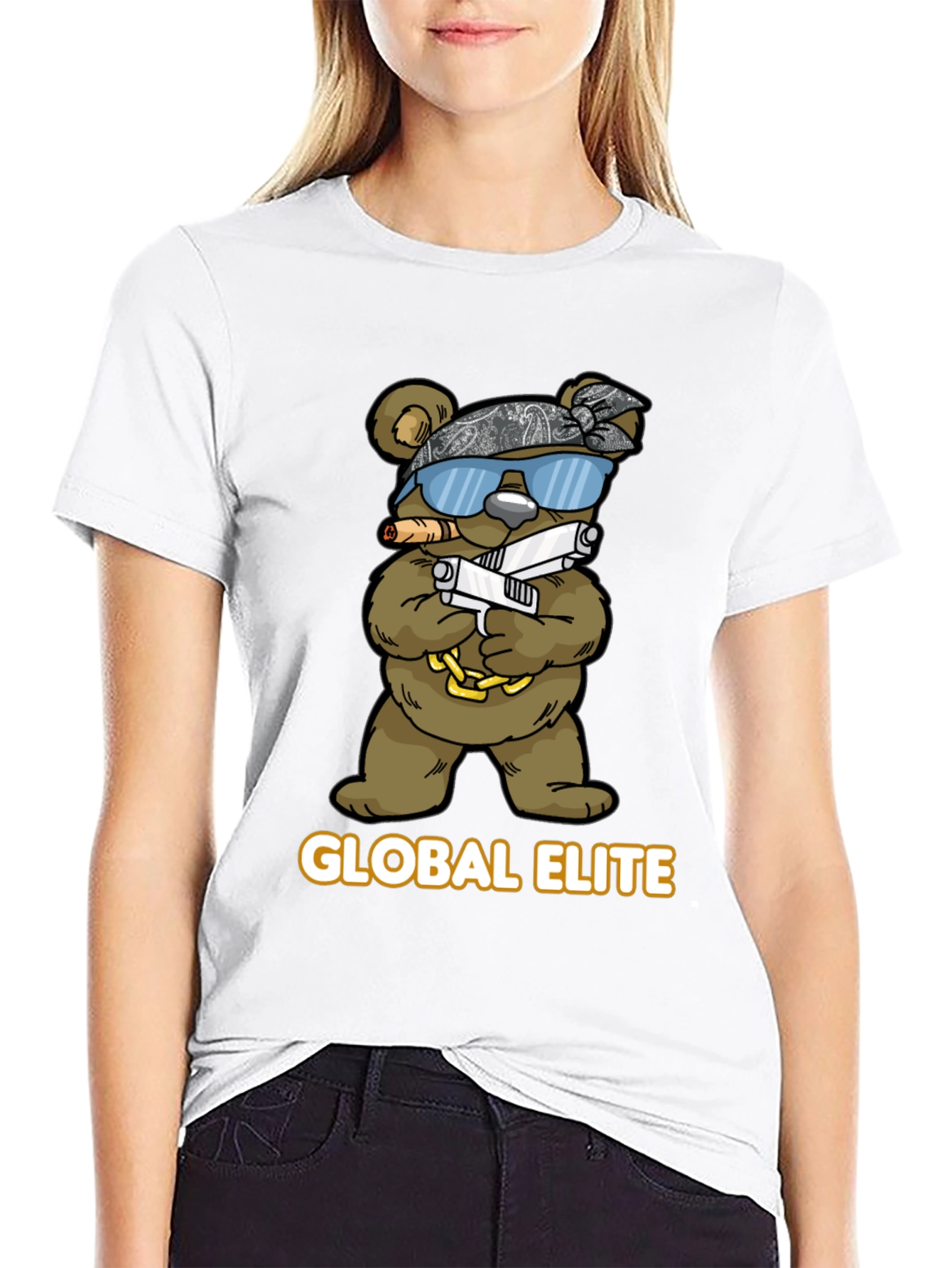 Global Elite Bear Graphic T-Shirt - Mens Black Tee