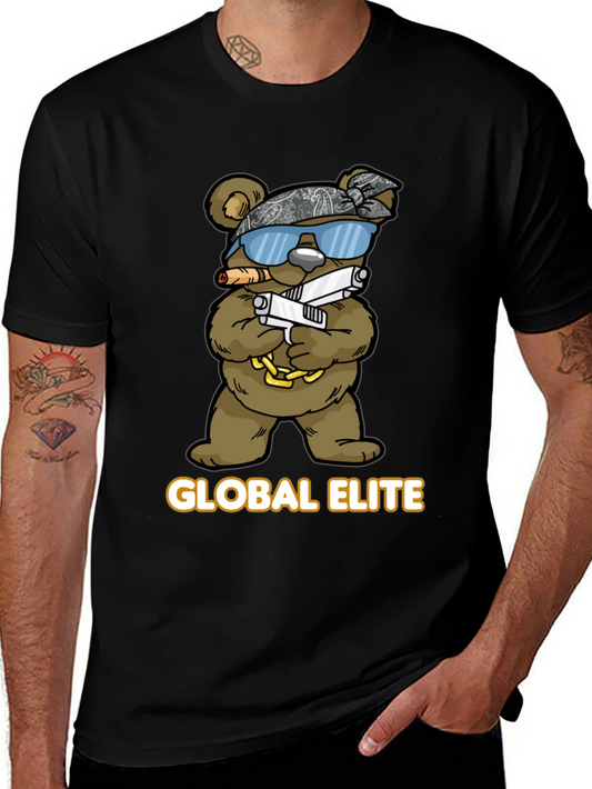 Global Elite Bear Graphic T-Shirt - Mens Black Tee