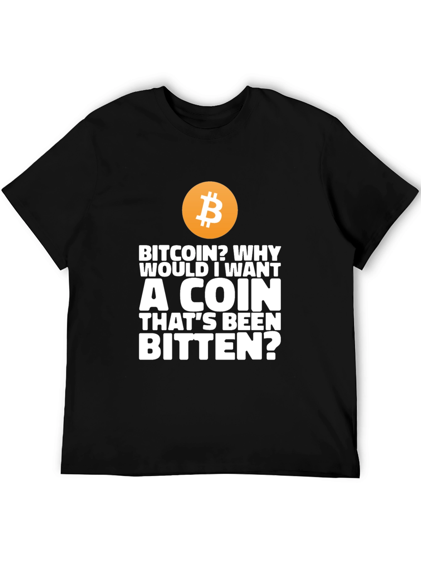 Bitcoin Bitten Coin Funny Graphic Tee - Black