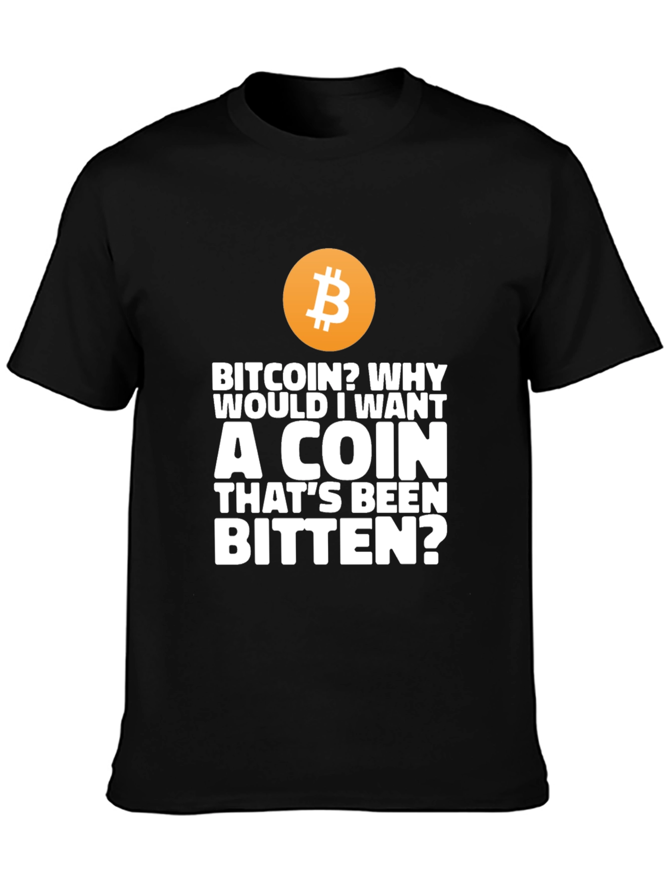 Bitcoin Bitten Coin Funny Graphic Tee - Black