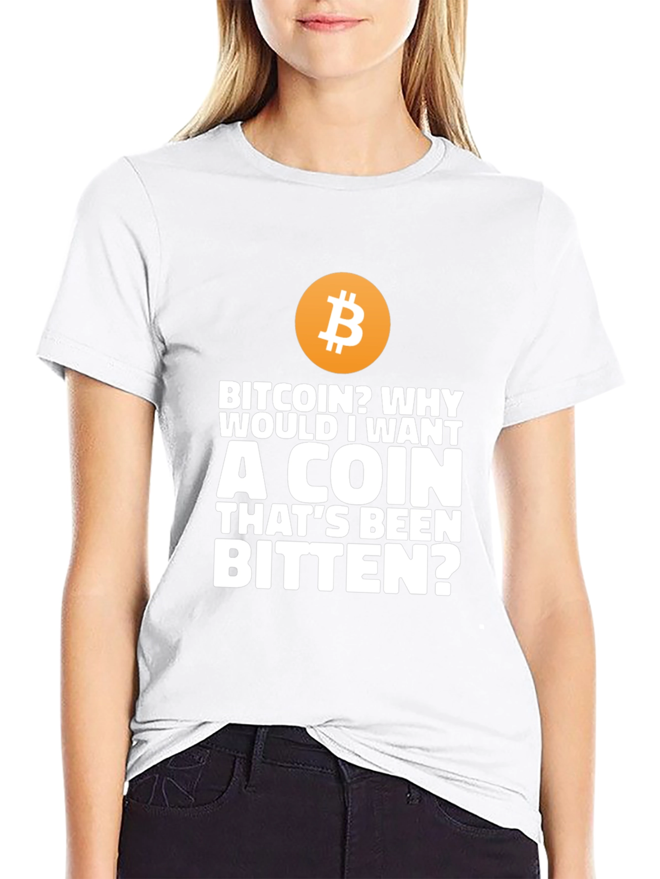 Bitcoin Bitten Coin Funny Graphic Tee - Black