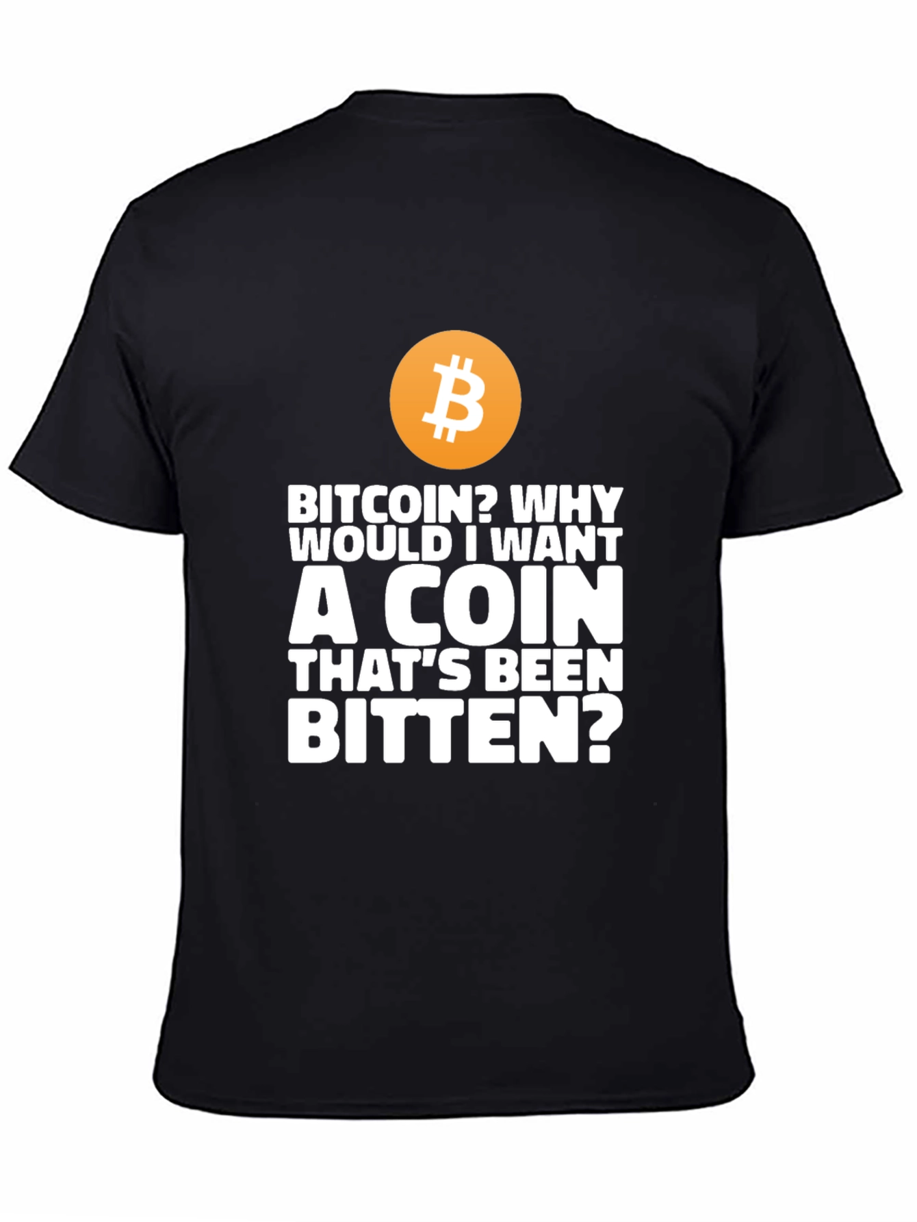 Bitcoin Bitten Coin Funny Graphic Tee - Black