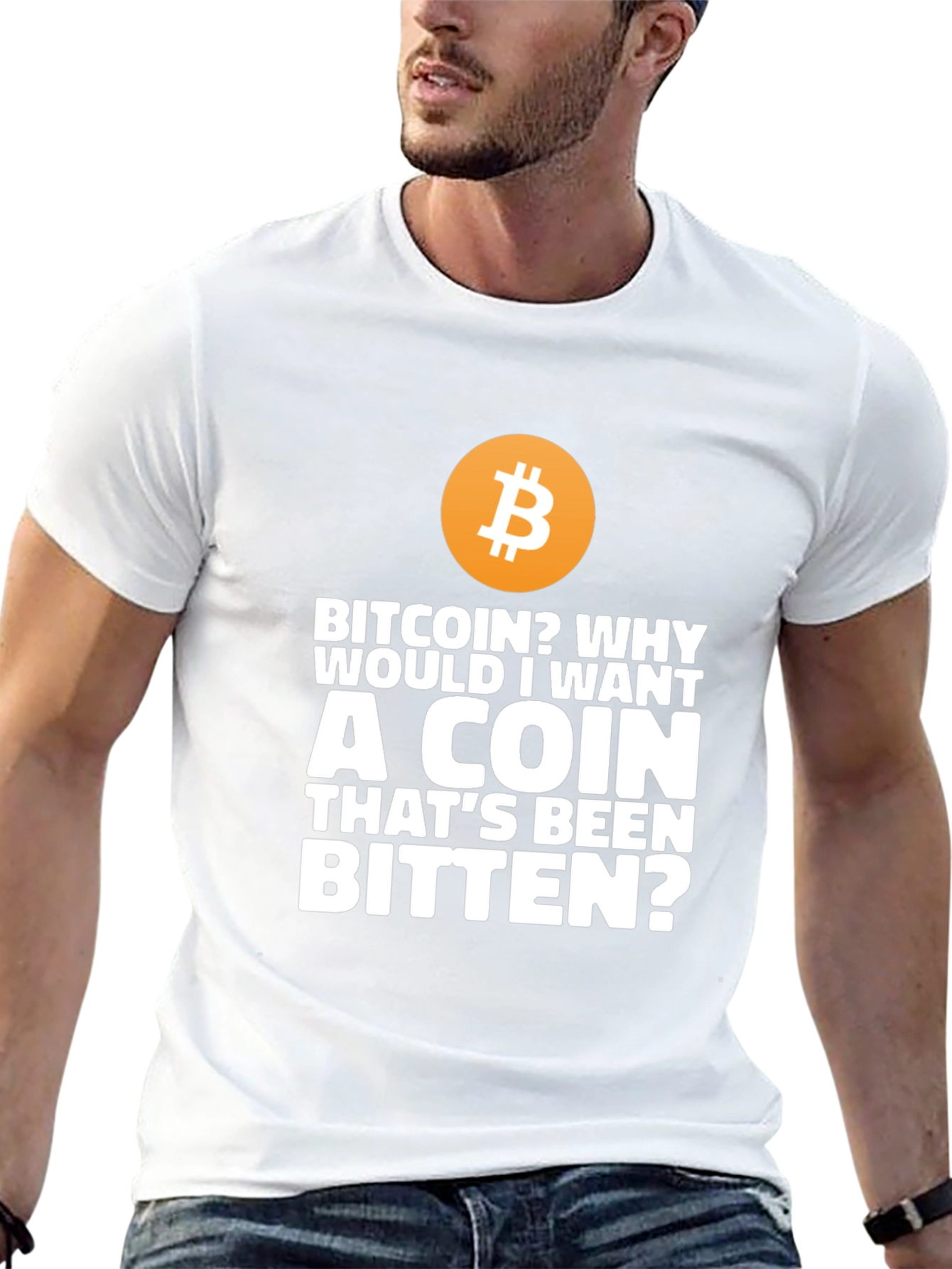 Bitcoin Bitten Coin Funny Graphic Tee - Black