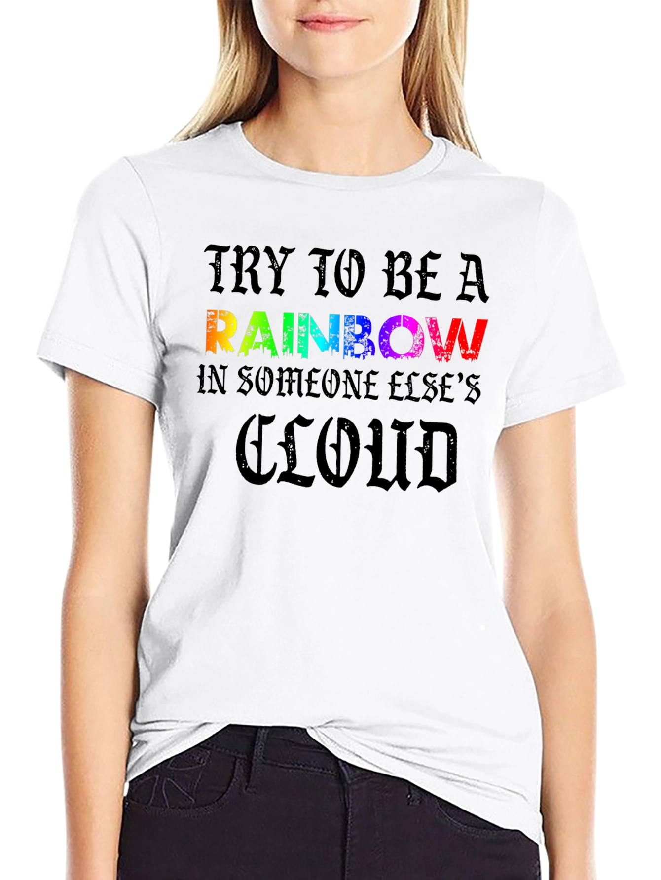 Rainbow Cloud Graphic T-Shirt - Motivational Tee