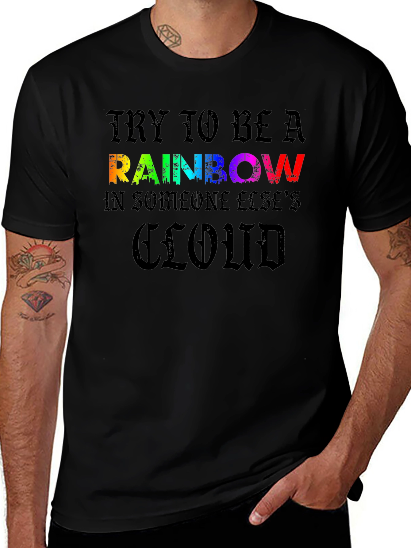 Rainbow Cloud Graphic T-Shirt - Motivational Tee