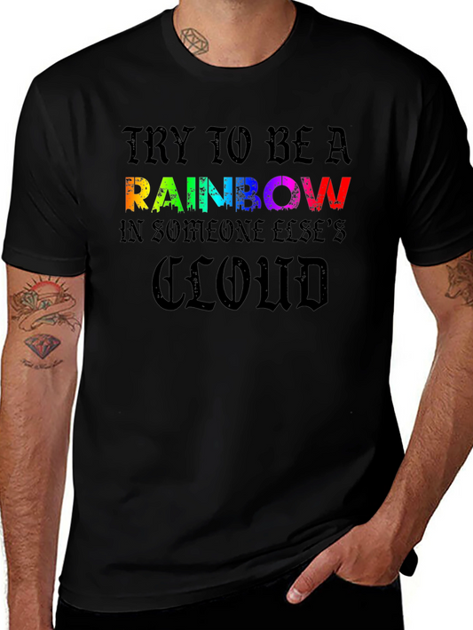 Rainbow Cloud Graphic T-Shirt - Motivational Tee