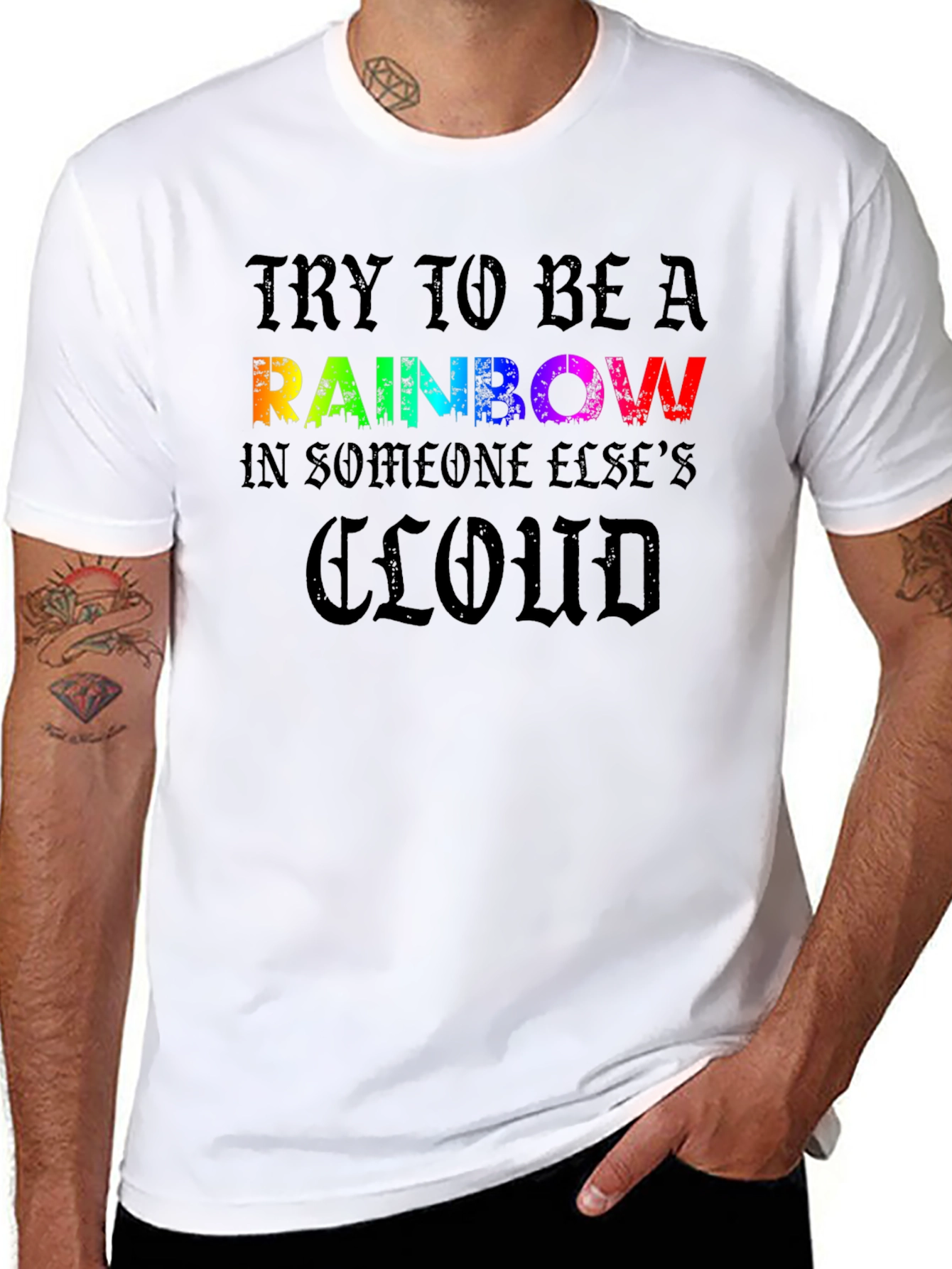 Rainbow Cloud Graphic T-Shirt - Motivational Tee