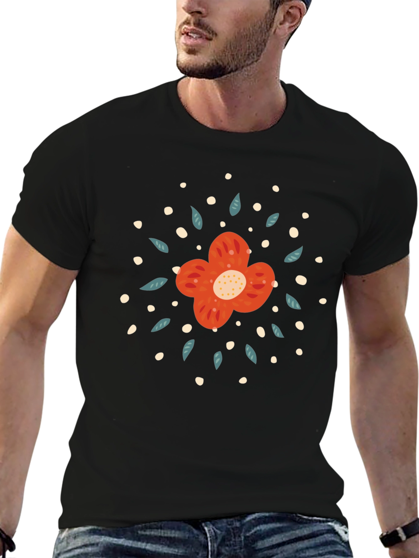 Floral Graphic Black Tee