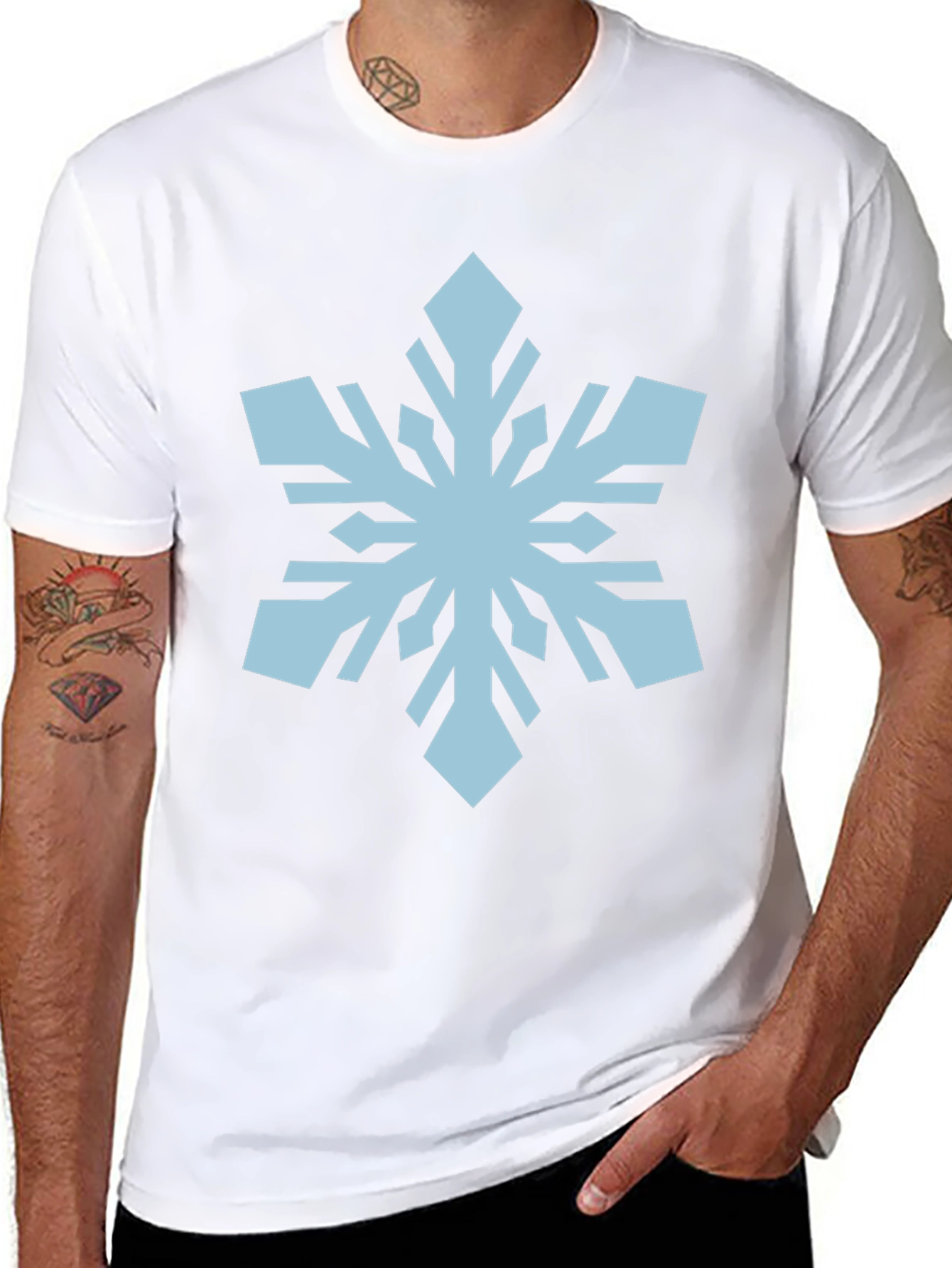 Snowflake Graphic Print Black T-Shirt
