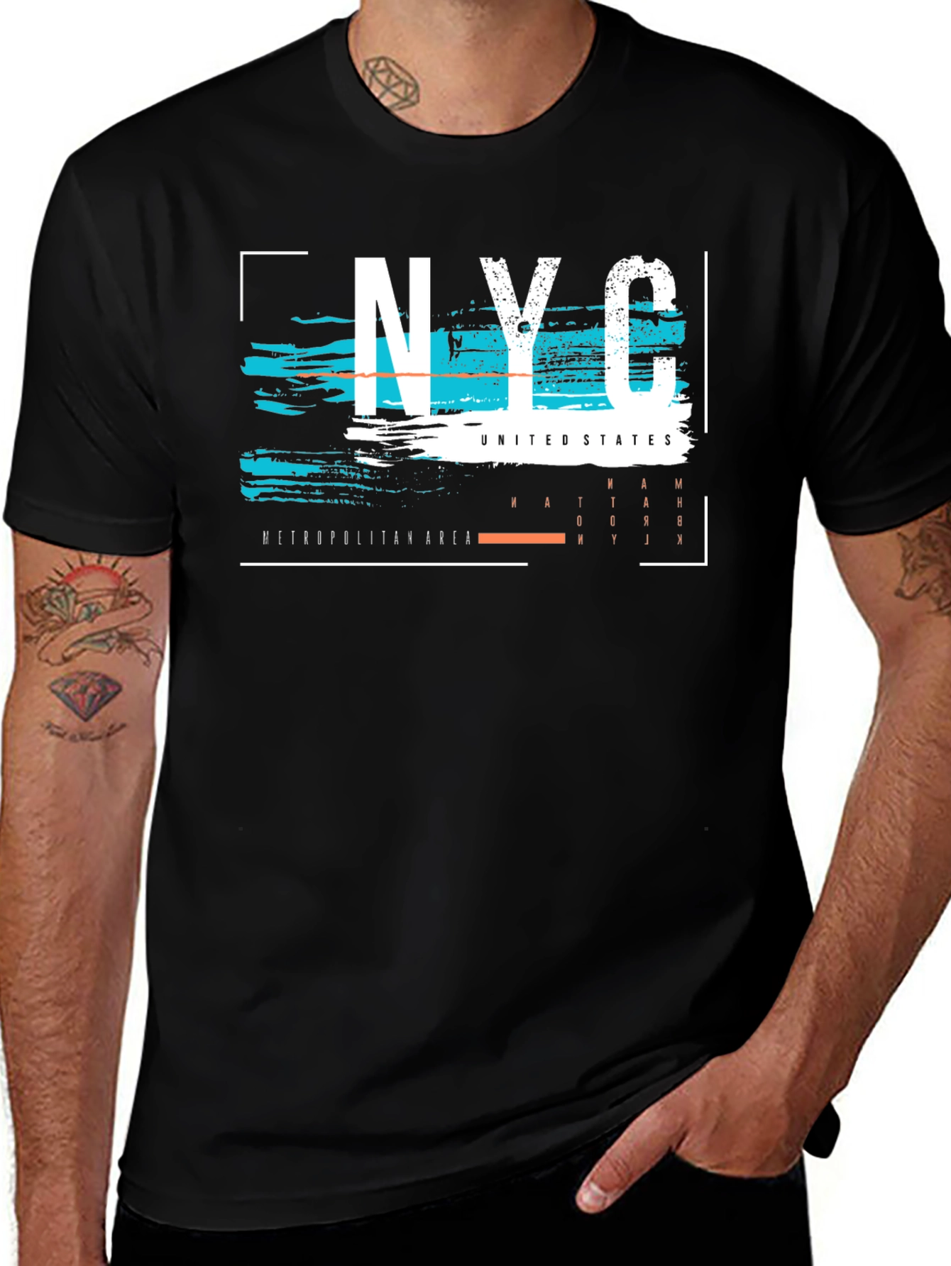 NYC Graphic Print Mens Black T-Shirt