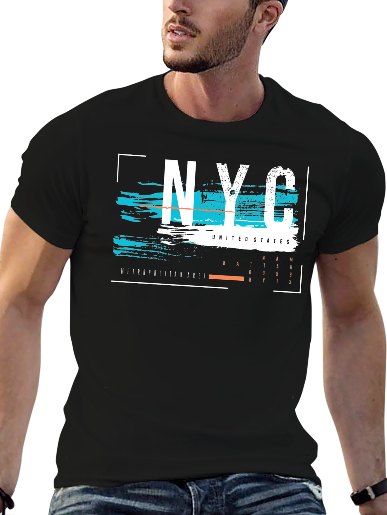 NYC Graphic Print Mens Black T-Shirt