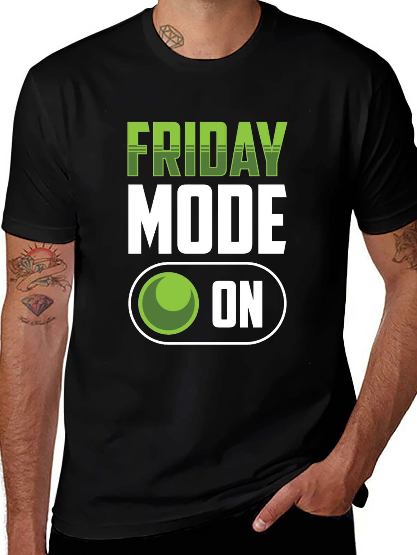 Friday Mode On Graphic T-Shirt - Black Casual Tee