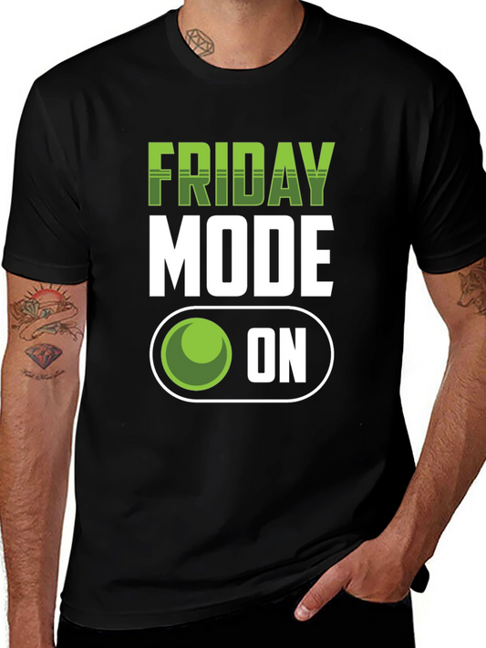 Friday Mode On Graphic T-Shirt - Black Casual Tee