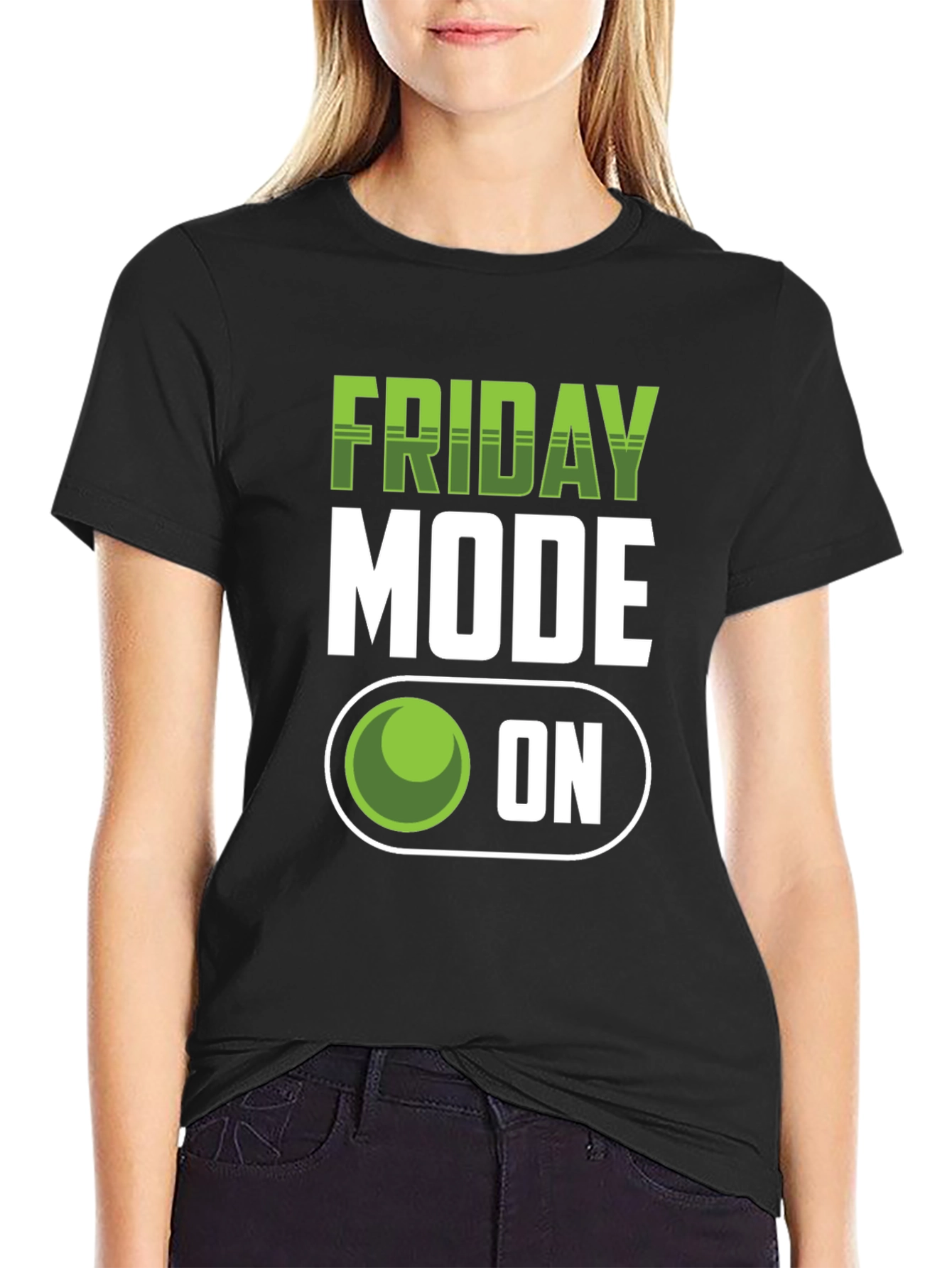 Friday Mode On Graphic T-Shirt - Black Casual Tee