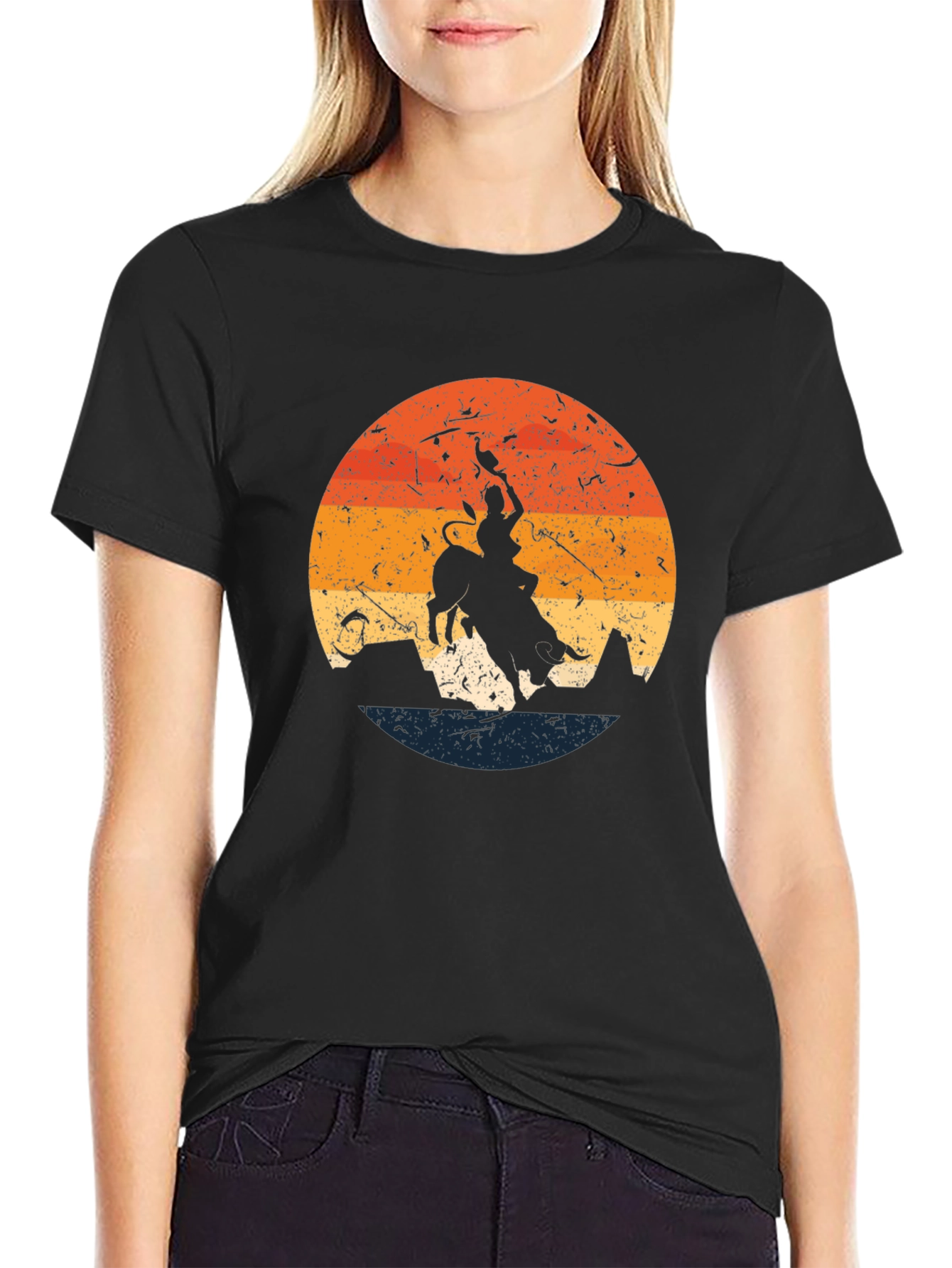 Retro Bull Rider Graphic Tee - Western Style