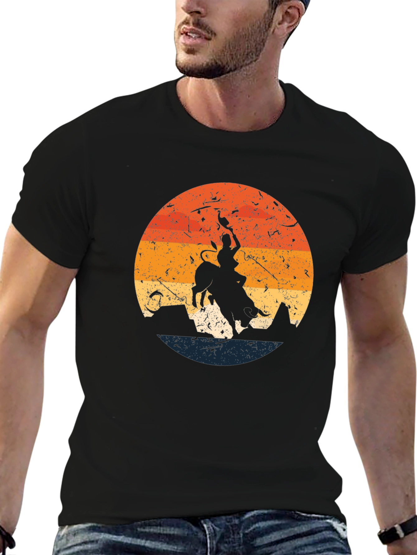 Retro Bull Rider Graphic Tee - Western Style