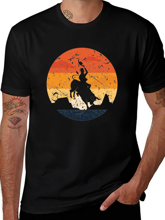 Retro Bull Rider Graphic Tee - Western Style
