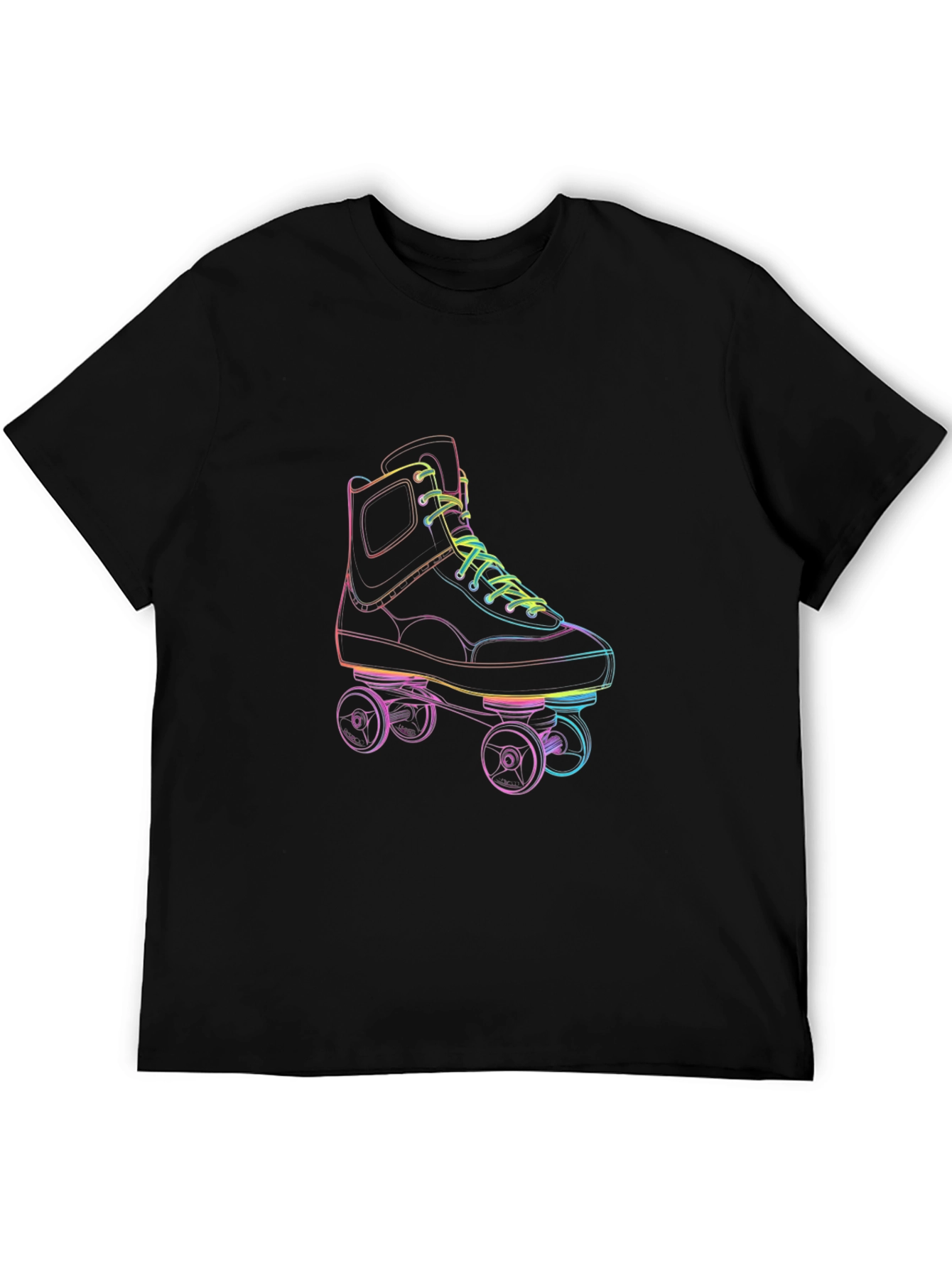 Retro Roller Skate Graphic Tee - Black Cotton T-Shirt