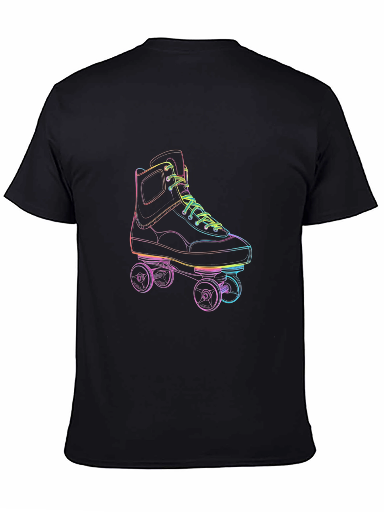 Retro Roller Skate Graphic Tee - Black Cotton T-Shirt