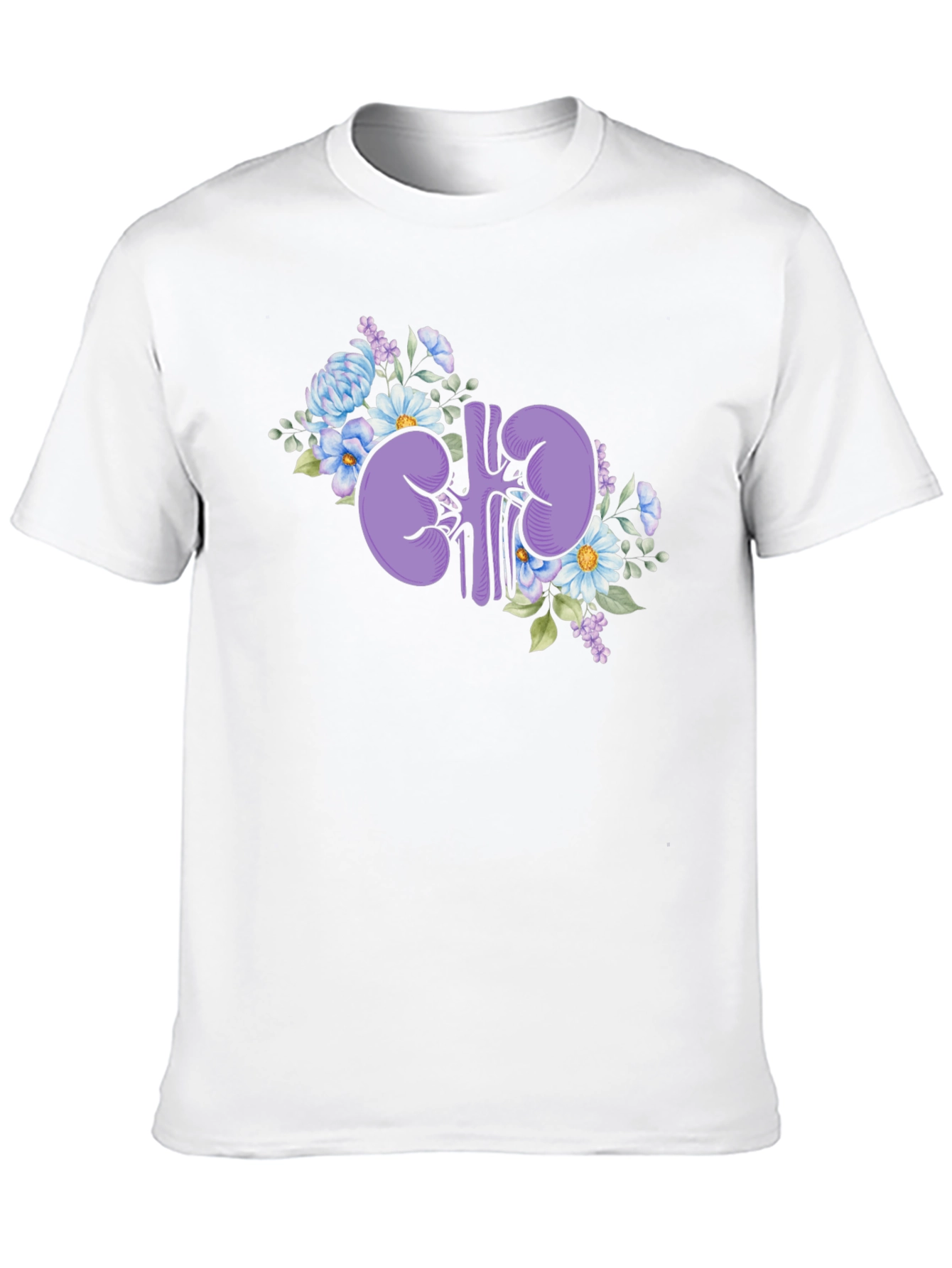 Floral Kidney Graphic Tee - Black Cotton T-Shirt