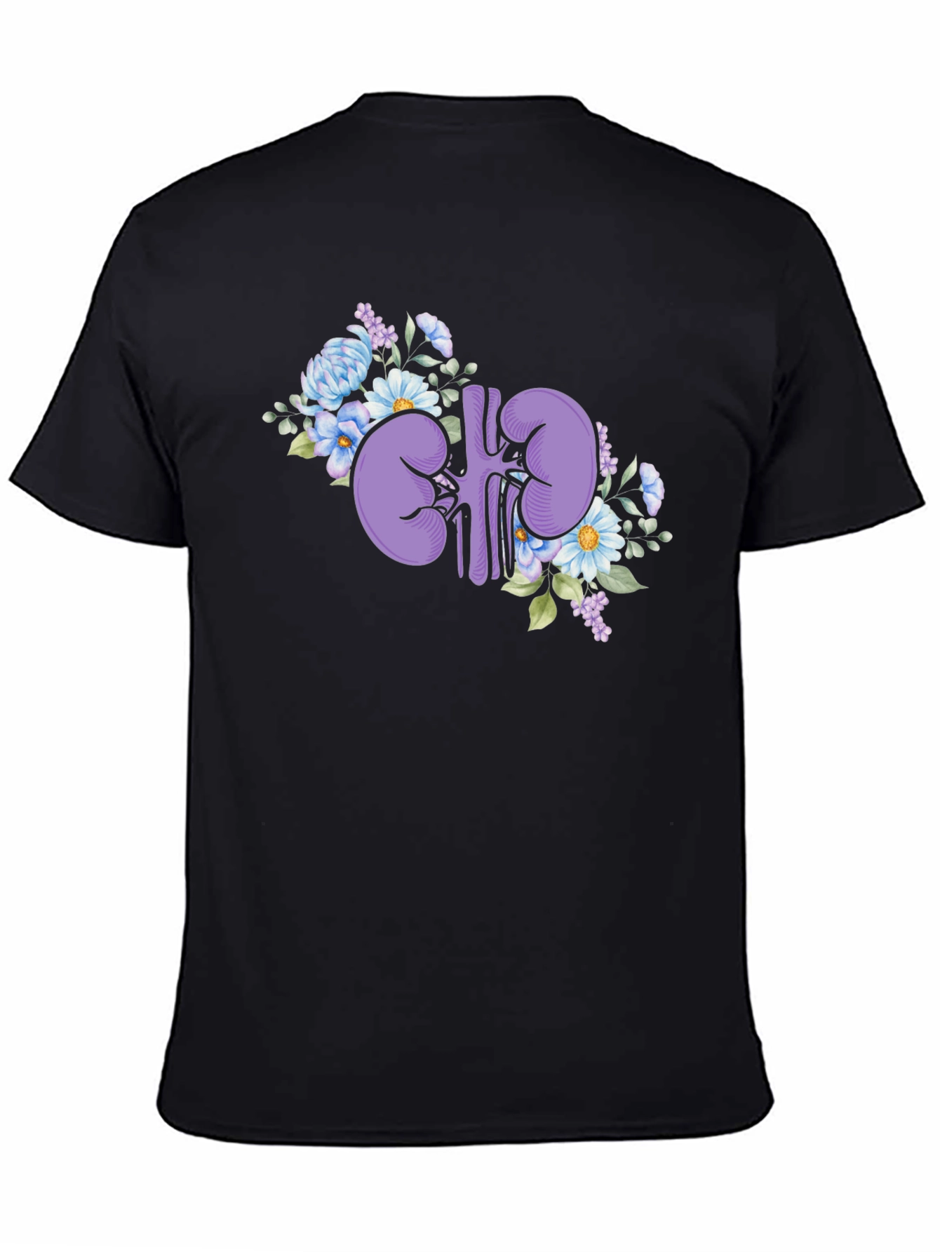 Floral Kidney Graphic Tee - Black Cotton T-Shirt