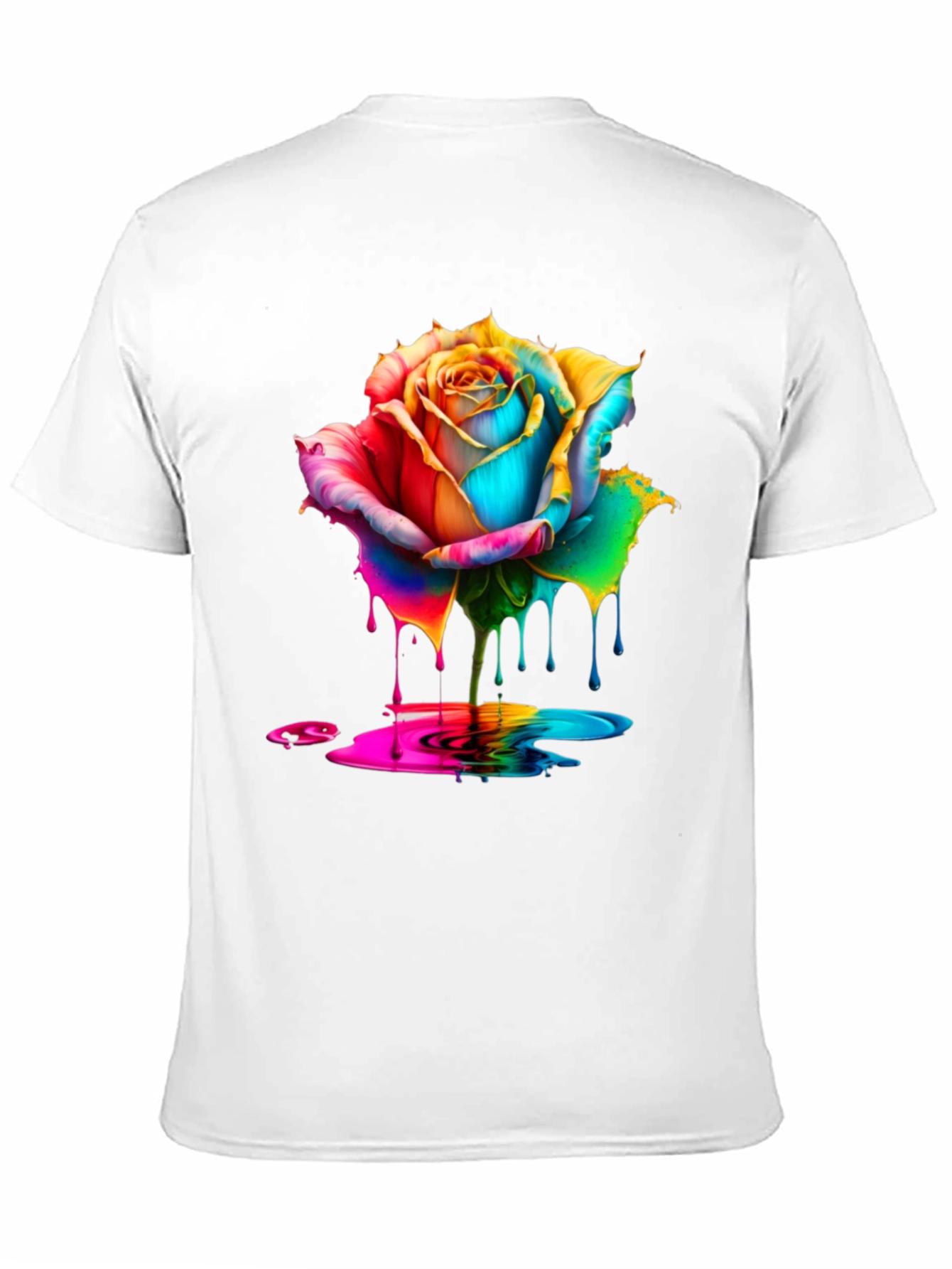 Rainbow Rose Dripping Paint Graphic Tee