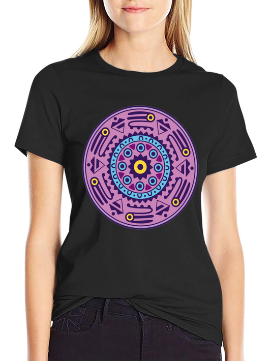 Geometric Mandala Graphic Tee - Black Cotton T-Shirt