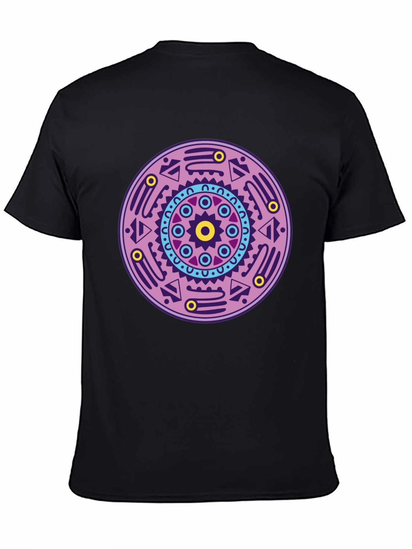 Geometric Mandala Graphic Tee - Black Cotton T-Shirt