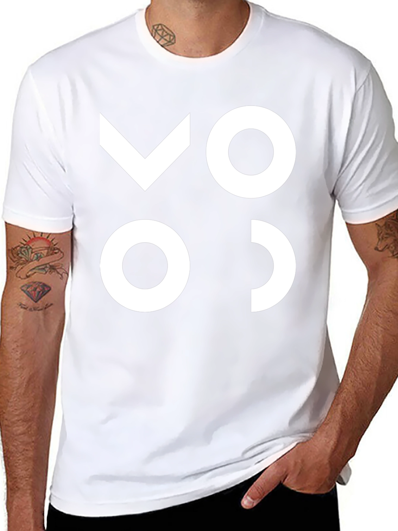 Modern Graphic Tee - Black with White Abstract Design