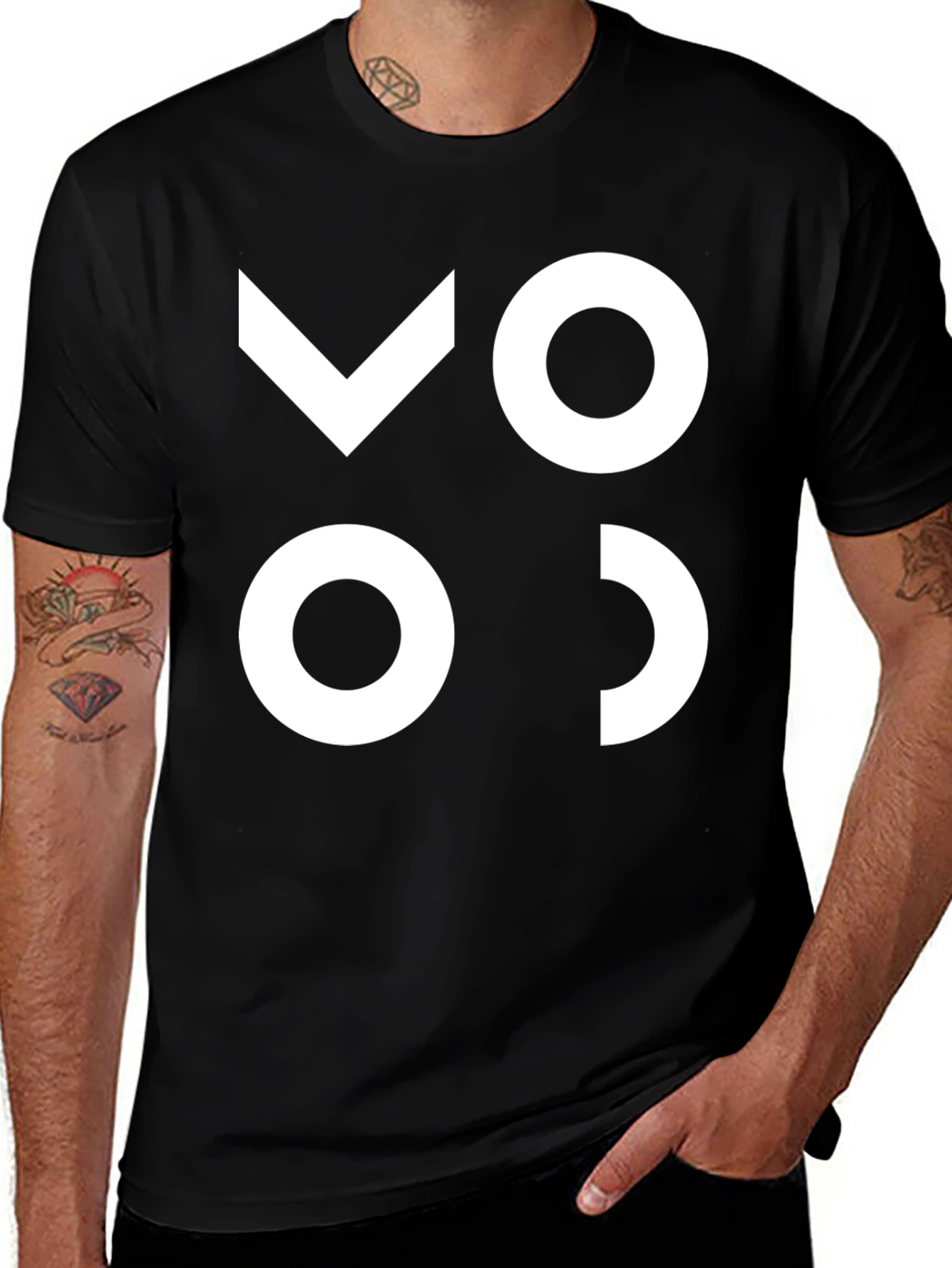 Modern Graphic Tee - Black with White Abstract Design