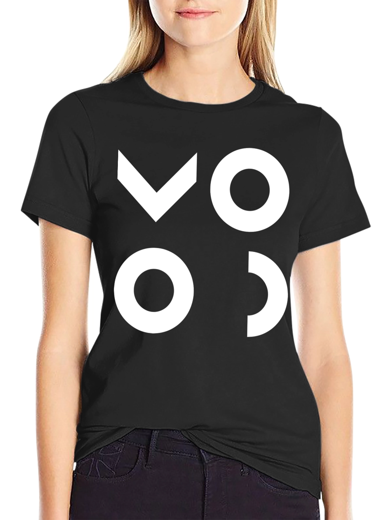 Modern Graphic Tee - Black with White Abstract Design