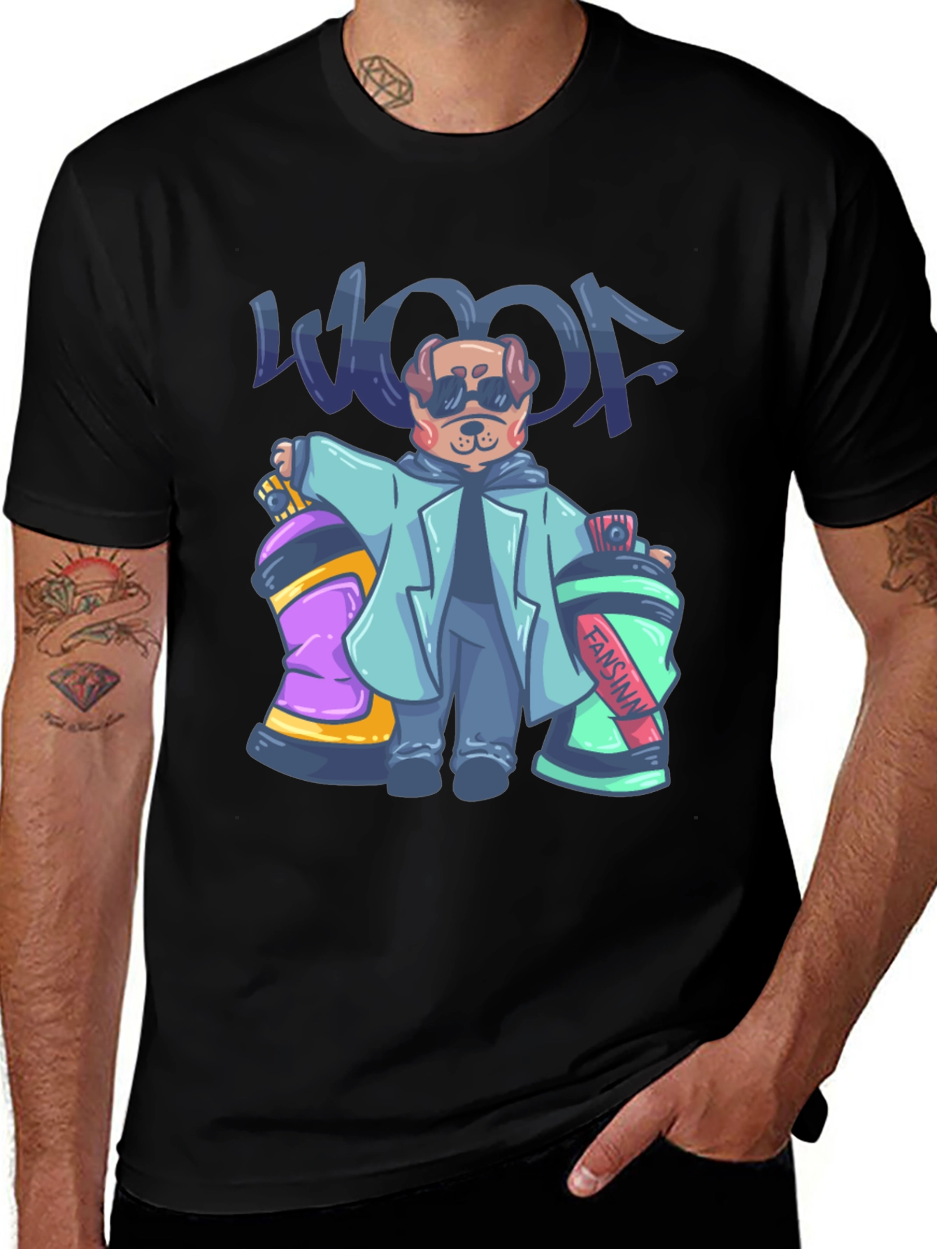 Cool Dog Graffiti Artist Graphic T-Shirt