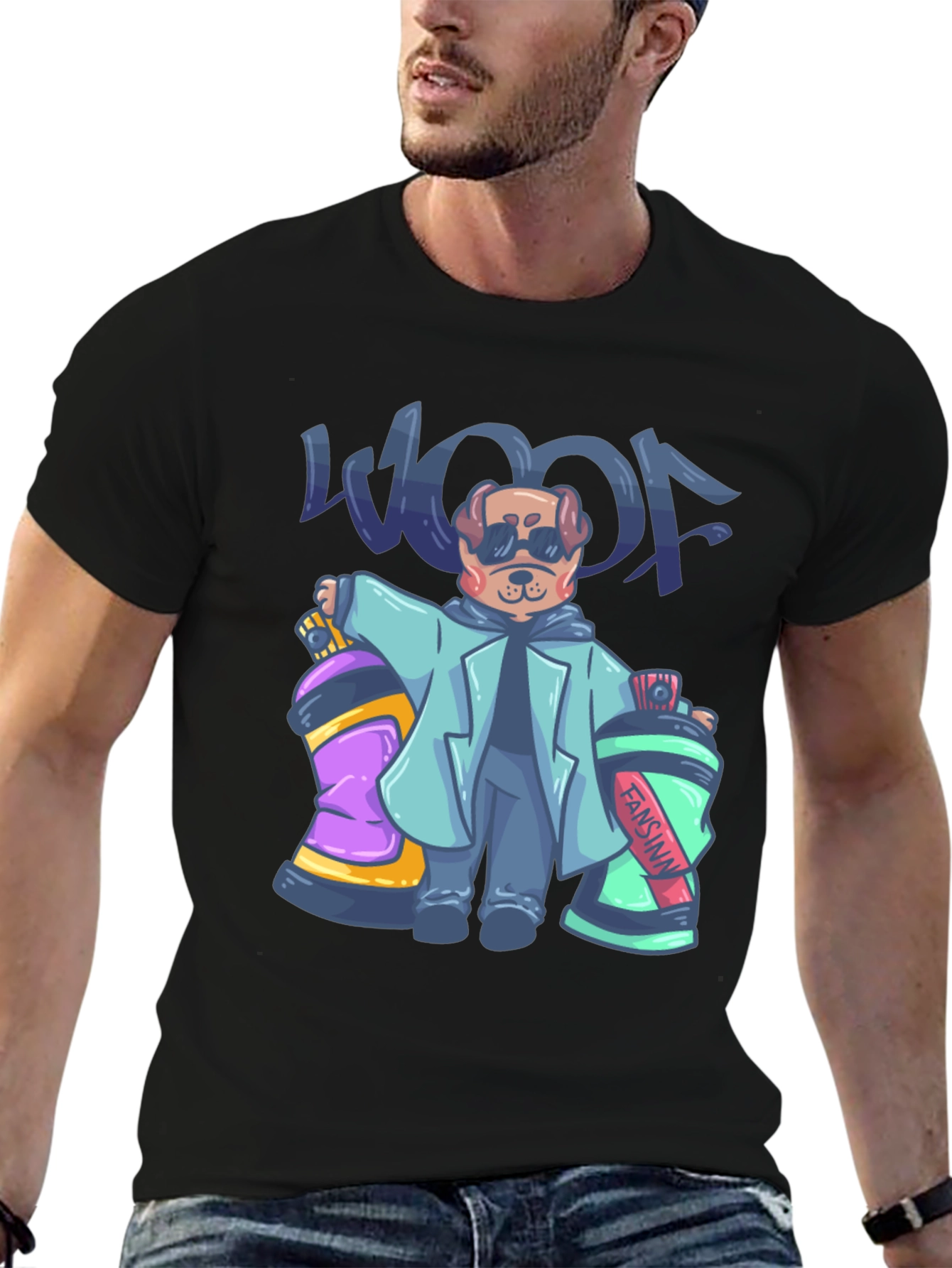 Cool Dog Graffiti Artist Graphic T-Shirt